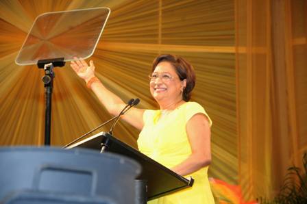 Prime Minster Kamla Persad Bissessar addressing the People's Partnership 3rd Anniversary Rally 24th May, 2013. 