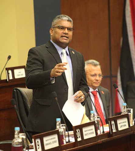 Attorney General Anand Ramlogan speaks in the Senate yesterday. PHOTO: SHIRLEY BAHADUR