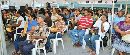 Some of the residents who turned up at the Siparia Constituency Office of Prime Minister Kamla Persad-Bissessar.