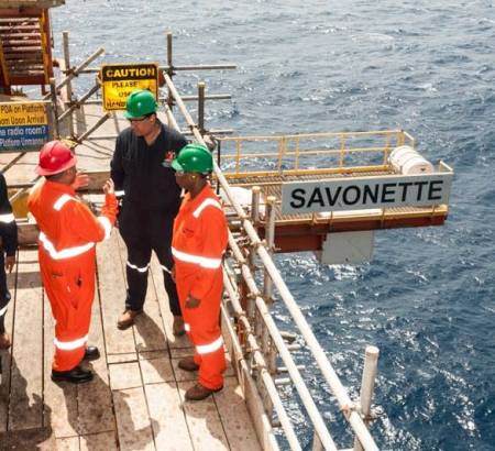  Energy Minister Kevin Ramnarine visited the BP Savonette Platform on January 18, 2014. Also in the picture to the right of Minister Ramnarine is bpTT President Norman Christie. BP is scheduled to bring on its Savonette 6 well.