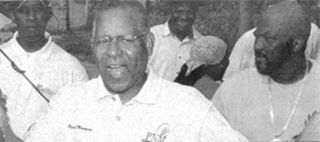 Former Prime Minister Patrick Manning and deceased gang leader Mark Guerra at a PNM political meeting, Couva. Photo Courtesy guardian.co.tt