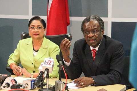 Prime Minister Kamla Persad-Bissessar SC, with THA Chief Secretary Orville London