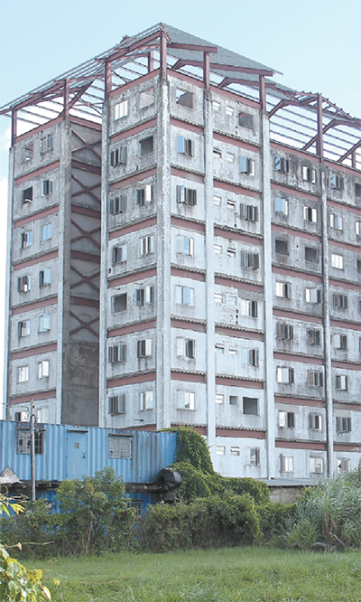 The unfinished HDC Edinburgh Towers apartment buildings in Chaguanas. Photo: ABRAHAM DIAZ Courtesy guardian.tt